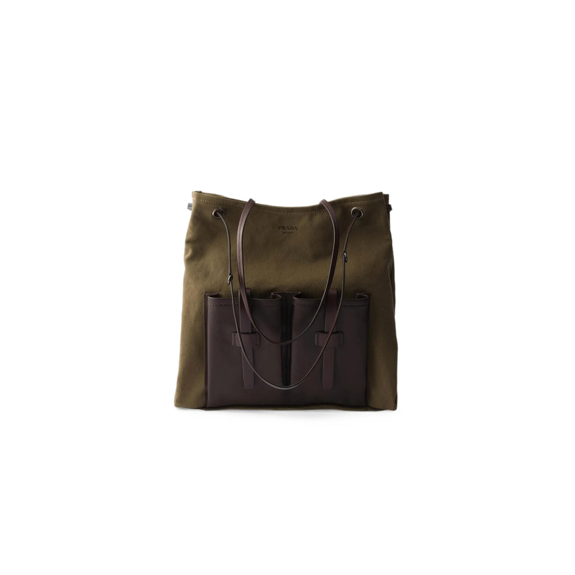 PRADA ROUTE CANVAS AND LEATHER SHOULDER BAG 1BC293 (39*34cm)